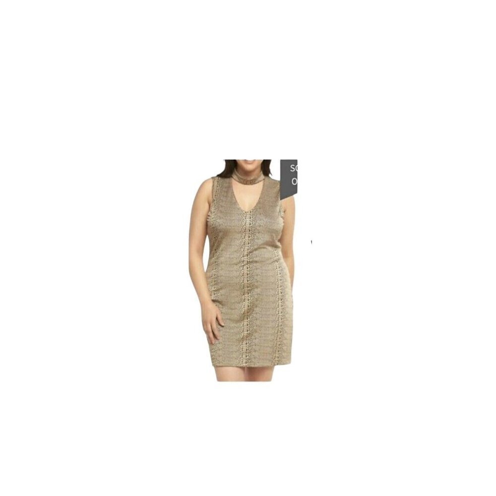 Tart Collection Womens Gold Davon Choker V Neck‎ Designer Pullover Dress SZ 4X